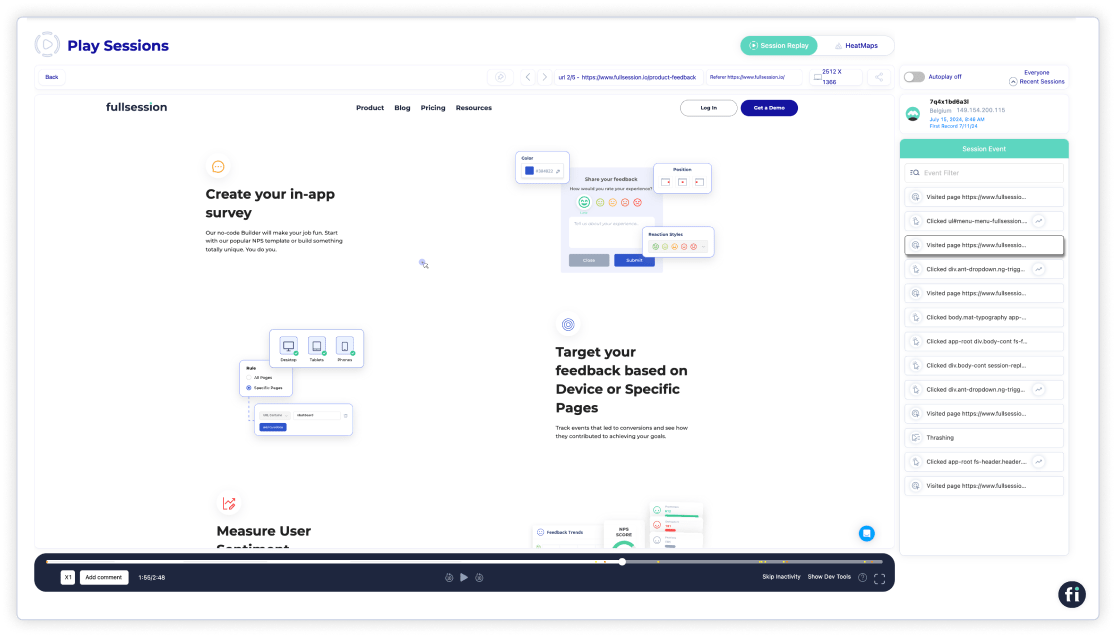 FullSession user behavior tool