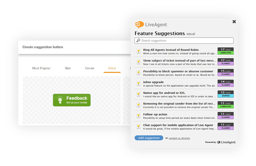 feedback with suggestion boards