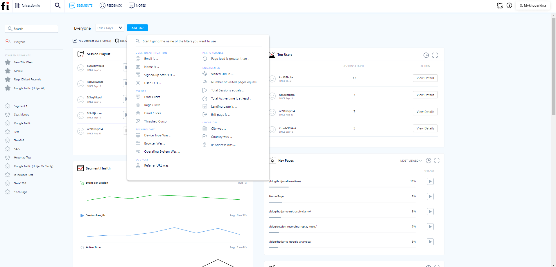 user segmentation and filtering