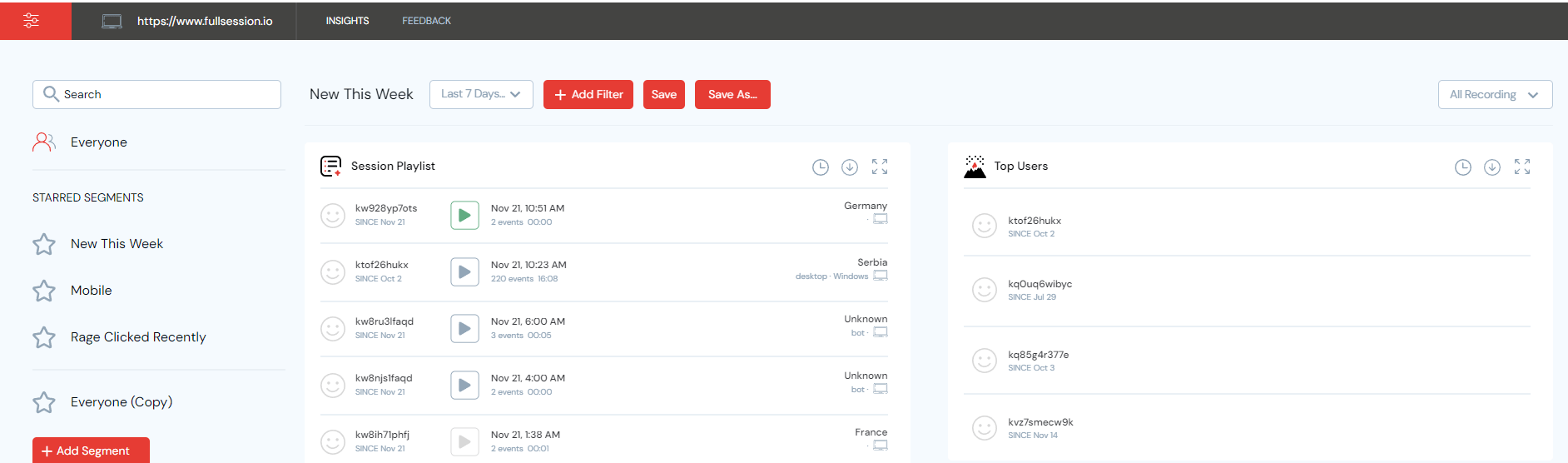 fullsession dashboard