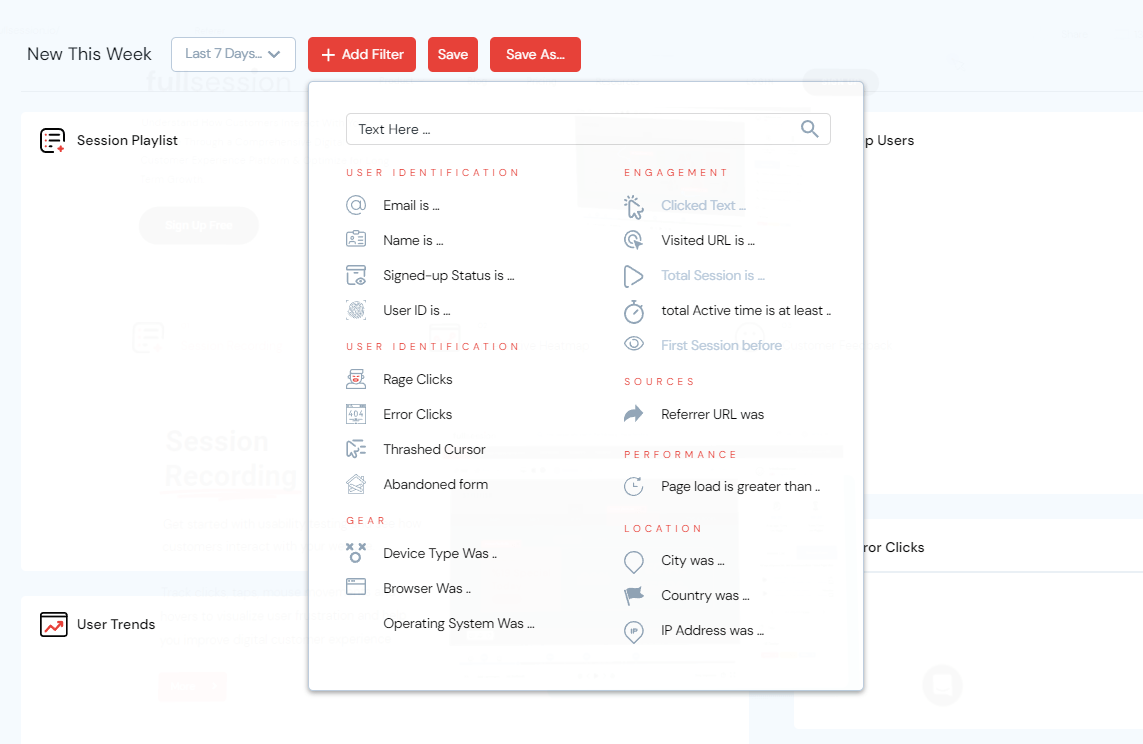 fullsession advanced filters