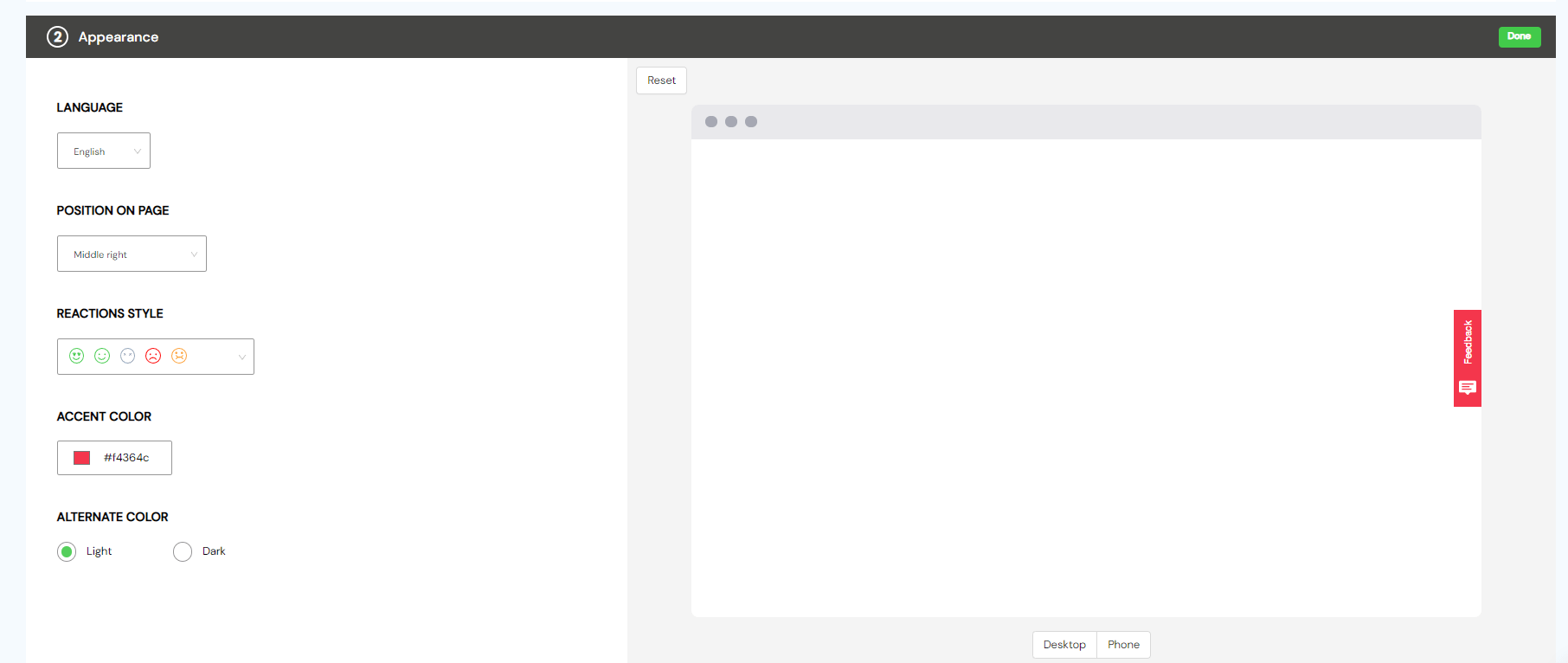 fullsession appearance tab