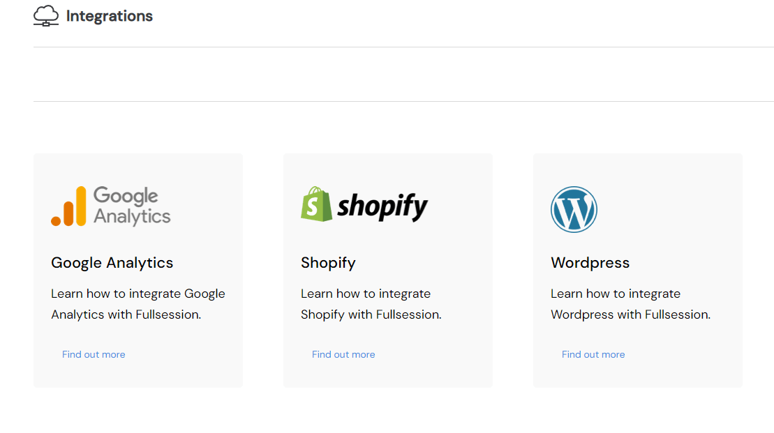 fullsession integrations