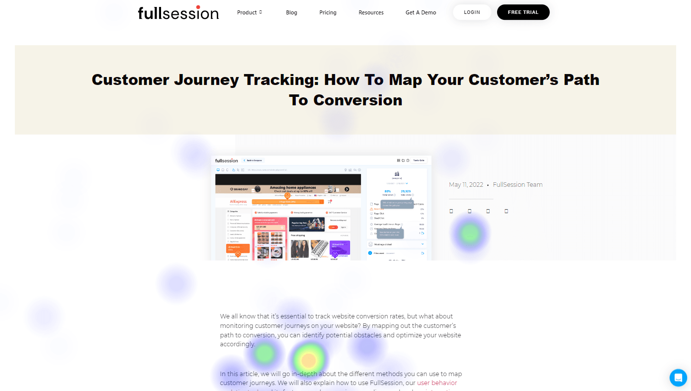 fullsession customer journey tracking page